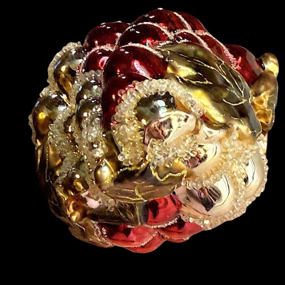 VTG Polanaise Hand Blown Glass Grape Cluster Christmas Ornament Frit Glitter 6” - Picture 8 of 12